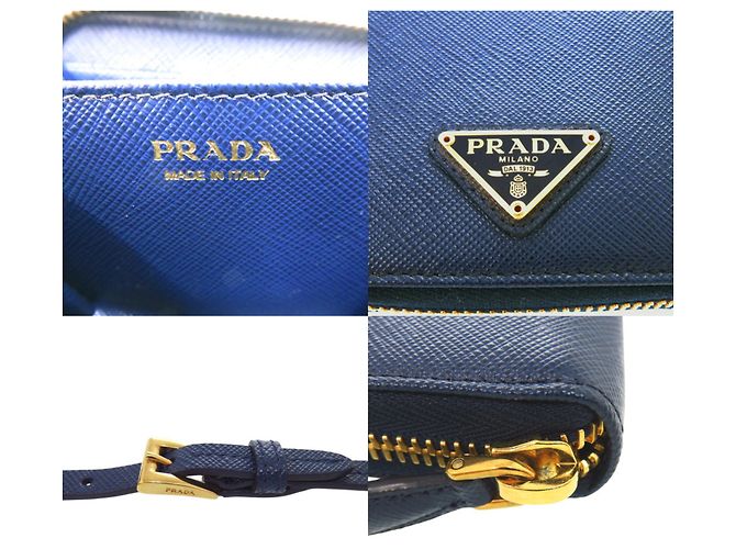 Carteira de ombro com couro Saffiano e triângulo Prada Azul marinho - vista 7