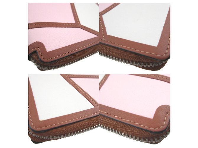 Loewe Puzzle Leder Rundgeldbörse mit Reißverschluss Braun Pink Roh - Ansicht 7
