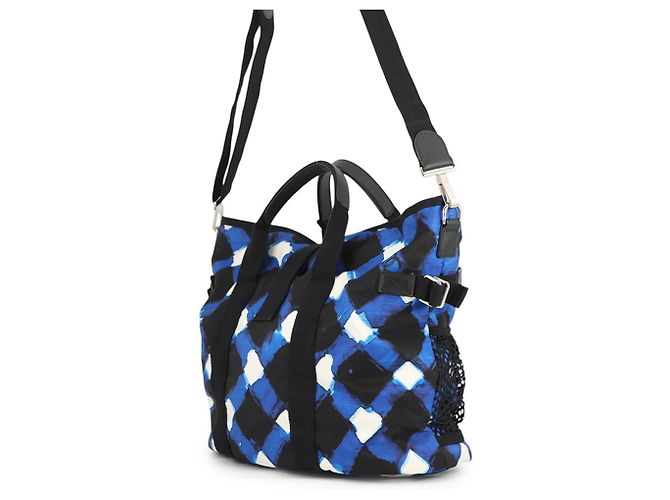 Borsa a Spalla Chanel Airline Nylon Nero Bianco Blu - vista 2