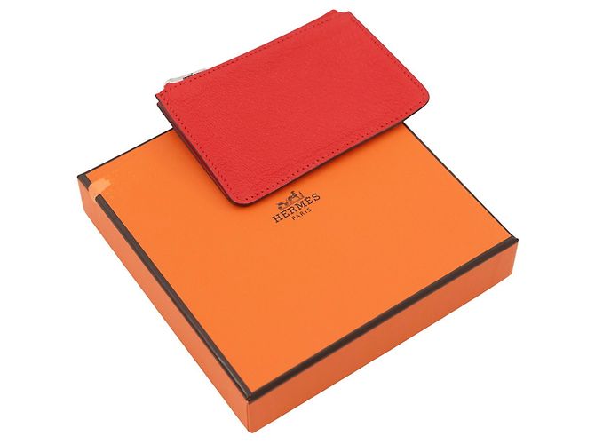 Roulis Hermès Monedero Hermes en piel Chevre Mysore Roja Naranja - vista 15