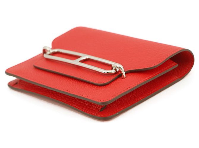 Roulis Hermès Monedero Hermes en piel Chevre Mysore Roja Naranja - vista 2