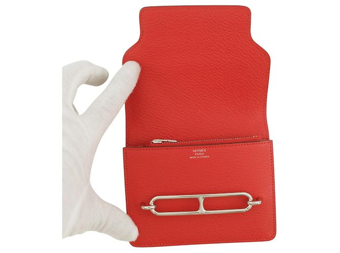 Roulis Hermès Monedero Hermes en piel Chevre Mysore Roja Naranja - vista 4