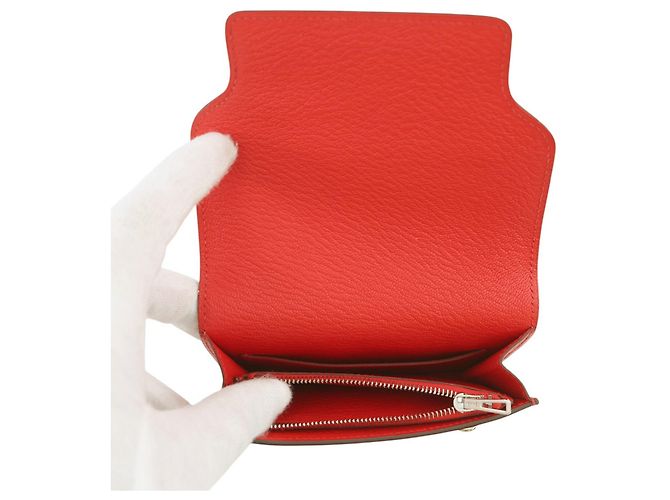 Roulis Hermès Monedero Hermes en piel Chevre Mysore Roja Naranja - vista 5