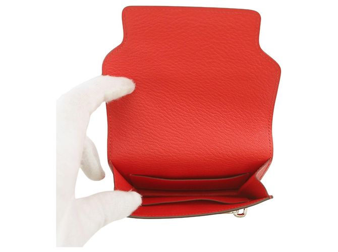 Roulis Hermès Monedero Hermes en piel Chevre Mysore Roja Naranja - vista 6