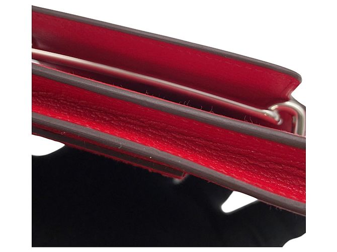 Roulis Hermès Monedero Hermes en piel Chevre Mysore Roja Naranja - vista 9