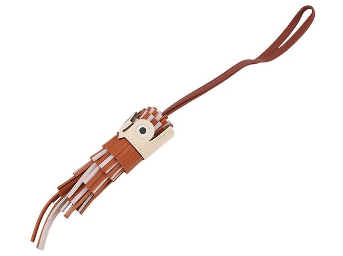 Hermès Charm per borsa Hermes - Chouette Pain d'Épices Rosa Bianco Rosso Beige - vista 2