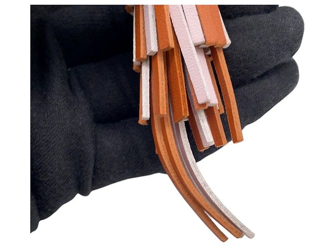 Hermès Charm per borsa Hermes - Chouette Pain d'Épices Rosa Bianco Rosso Beige - vista 6