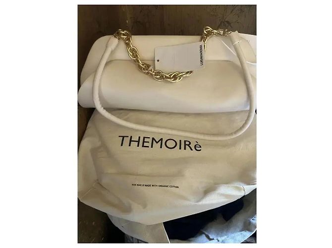 Autre Marque Themoirè Clutch Bios in Pelle Crema Crudo - vista 5