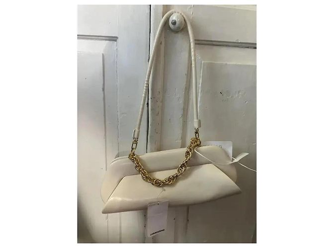 Autre Marque Themoirè Clutch Bios in Pelle Crema Crudo - vista 6