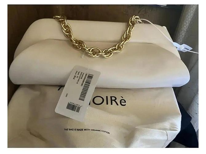 Autre Marque Themoirè Clutch Bios in Pelle Crema Crudo - vista 8