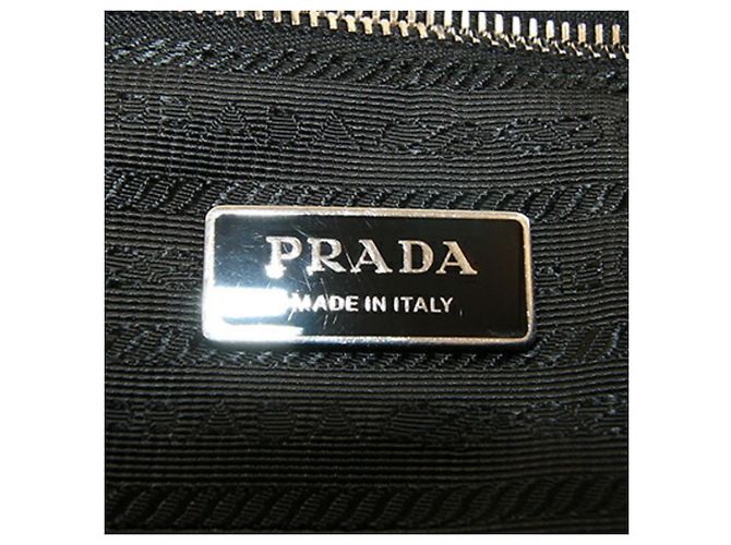 Prada Terry 1BG130 Tote Bag Schwarz Polyester Weiß - Ansicht 4