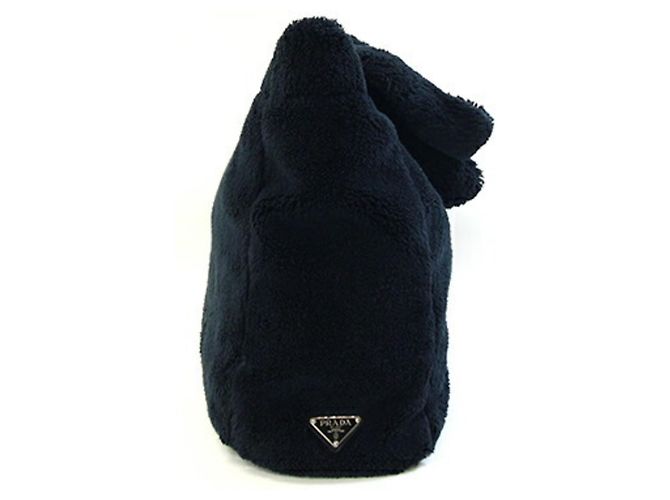Prada Terry 1BG130 Tote Bag Schwarz Polyester Weiß - Ansicht 5