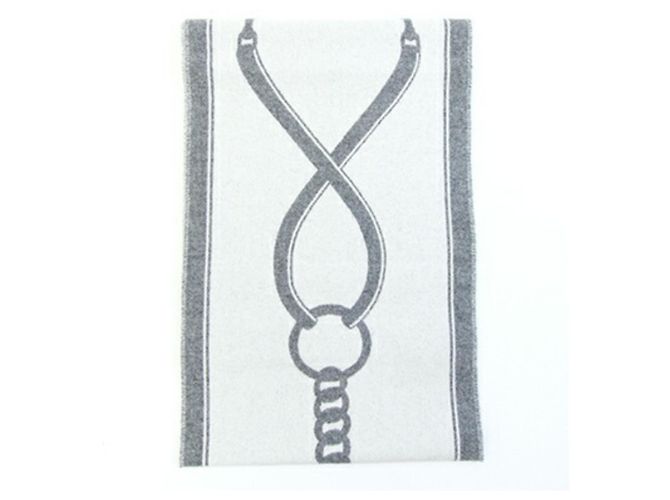Hermès Stola Hermes 100% Cashmere Nero e Grigio Marrone - vista 2