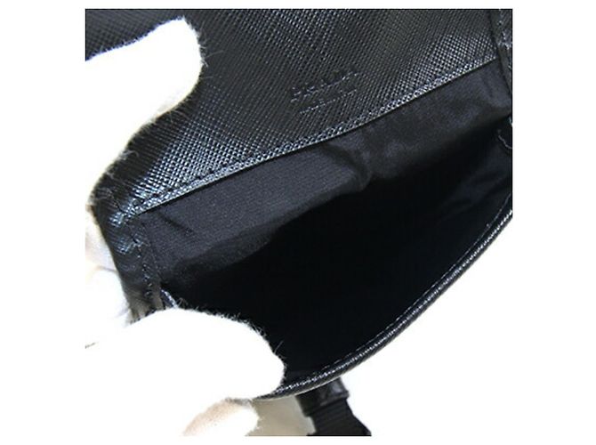 Borsa a tracolla in nylon nero e pelle Prada - vista 3