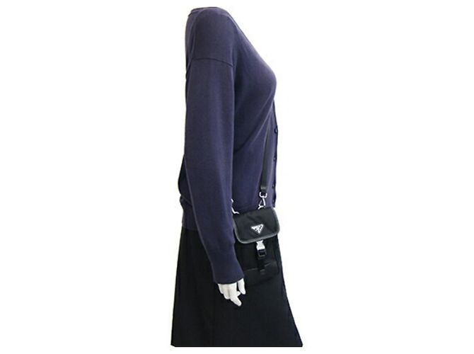 Borsa a tracolla in nylon nero e pelle Prada - vista 9