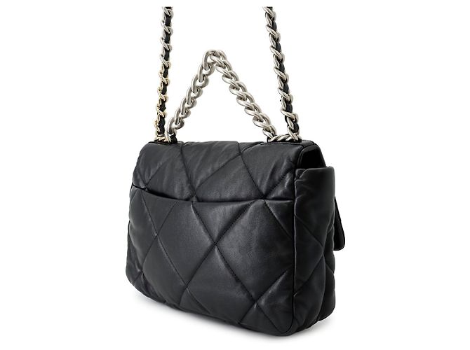 Borsa a Spalla con Catena Chanel 19 Large Nero - vista 2