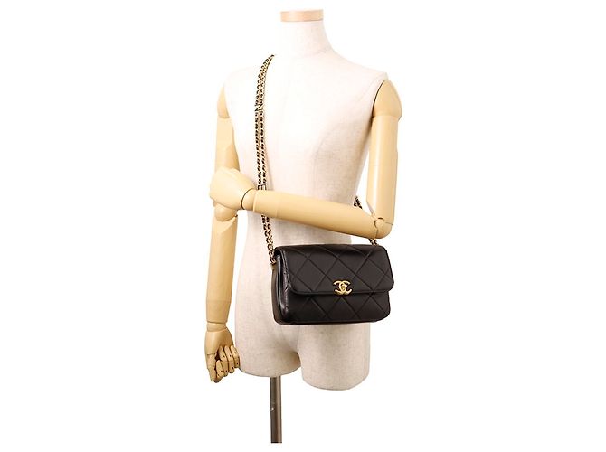 Timeless Borsa a Spalla Chanel Matelassé Mini Flap Nero - vista 4