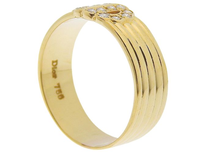 Bague anneau Christian Dior en or jaune 18K et diamants Doré - vue 3