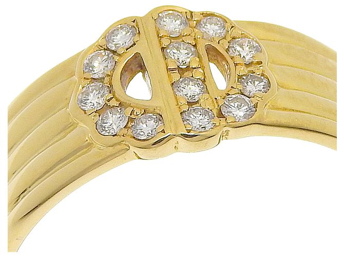 Bague anneau Christian Dior en or jaune 18K et diamants Doré - vue 4