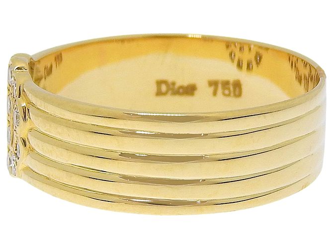 Bague anneau Christian Dior en or jaune 18K et diamants Doré - vue 5