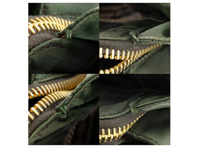 Borsa tote Prada in nylon kaki Cachi - vista 10