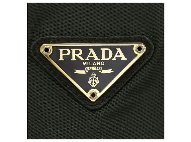 Borsa tote Prada in nylon kaki Cachi - vista 16
