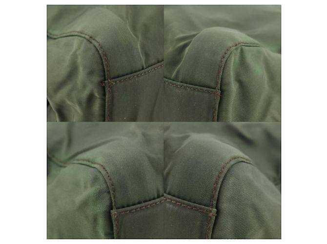 Borsa tote Prada in nylon kaki Cachi - vista 4