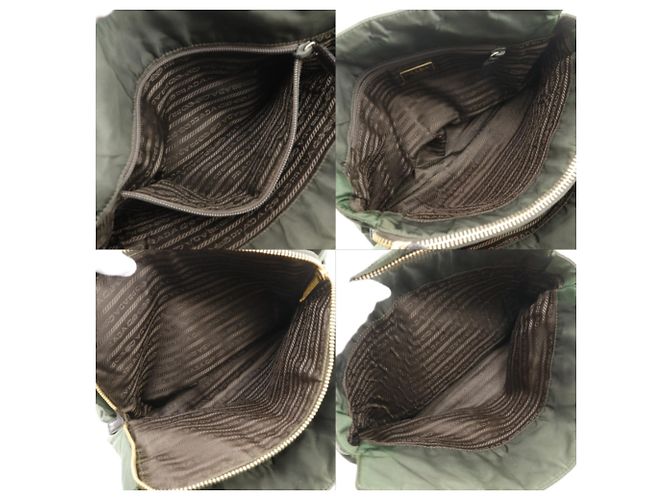 Borsa tote Prada in nylon kaki Cachi - vista 6