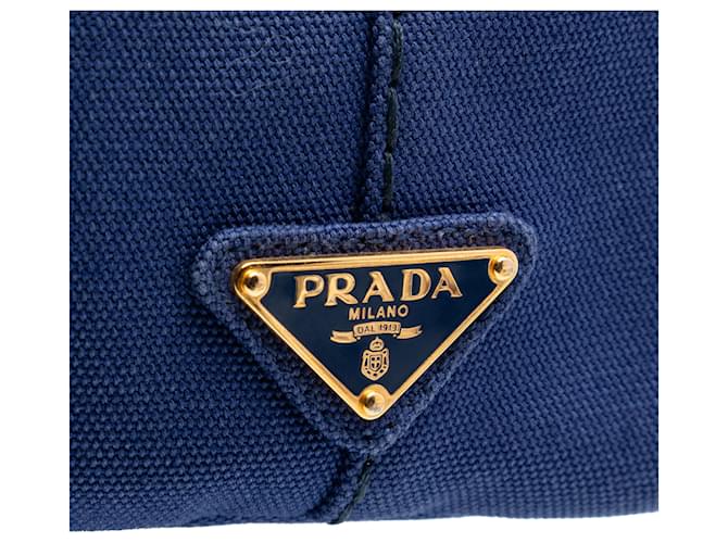 Borsa Prada Blue Small Canvas Canapa Logo Blu scuro - vista 5