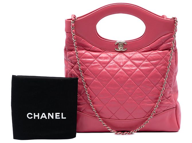 Borsa shopping Chanel Pink Small Quilted Shiny Aged Calfskin 31 Rosa - vista 6