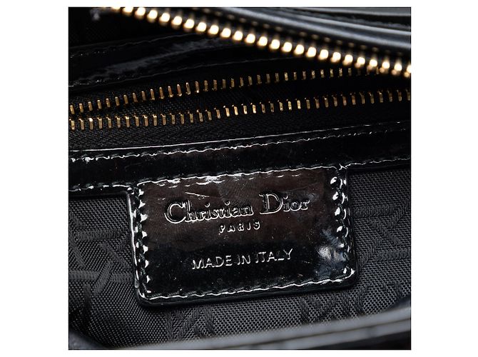 Dior Black Medium Patent Cannage Lady Dior Nero - vista 5