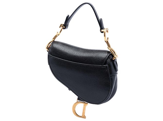 Borsa Saddle in micro pelle di capra nera Dior Nero - vista 2