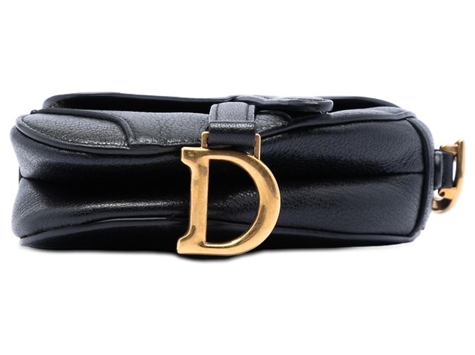 Borsa Saddle in micro pelle di capra nera Dior Nero - vista 3