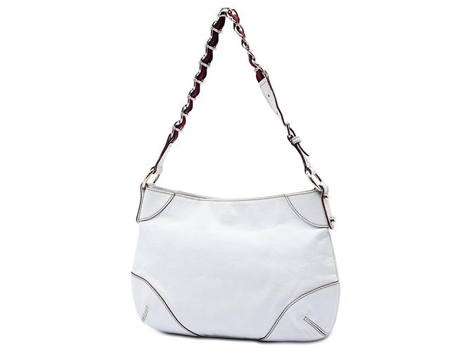 Borsa a tracolla Gucci White Calfskin Web Capri Ranch Kid Bianco - vista 2