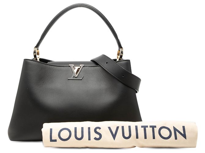 Louis Vuitton Black Smooth Taurillon Capucines Souple GM Nero - vista 7