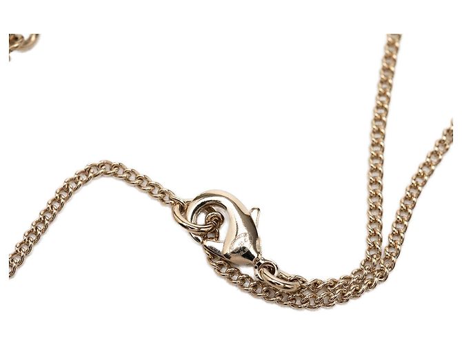Collana con pendente cervo Chanel Gold CC placcato oro con finti perle e strass D'oro - vista 3
