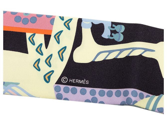 Foulard in seta Hermès Blue Fantaisie d Etriers Twilly - vista 3