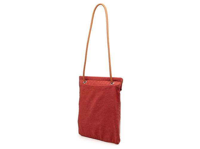 Beauty case Hermès Red Toile Aline MM Rosso - vista 2