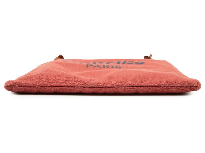 Beauty case Hermès Red Toile Aline MM Rosso - vista 3