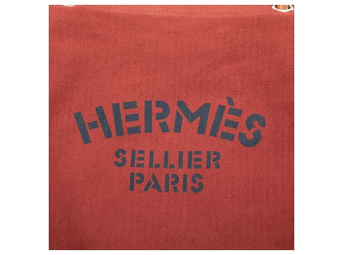 Beauty case Hermès Red Toile Aline MM Rosso - vista 6