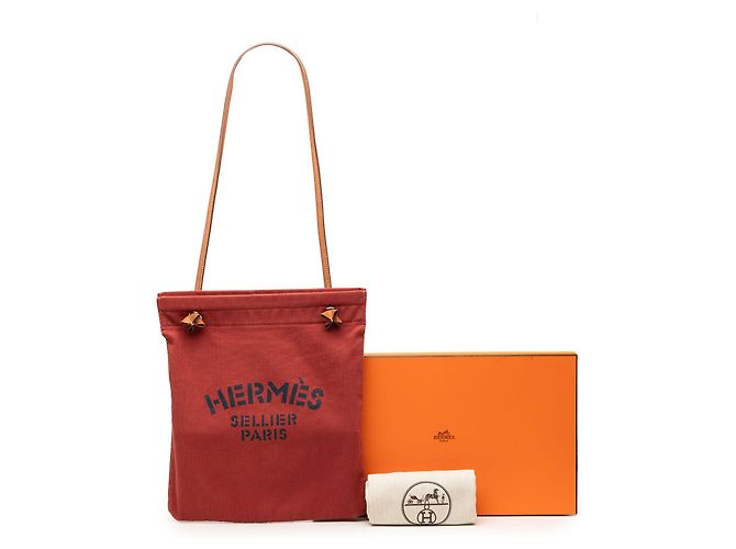 Beauty case Hermès Red Toile Aline MM Rosso - vista 8