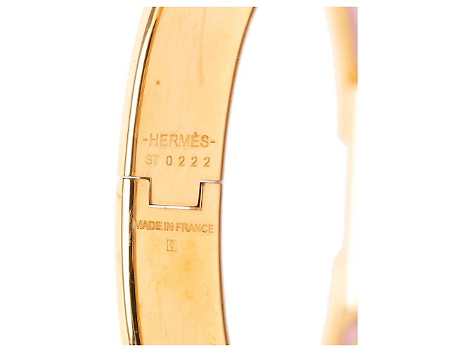Clic H Bracciale Hermès Clic Anneau PM in smalto stretto con stampa rosa - vista 4