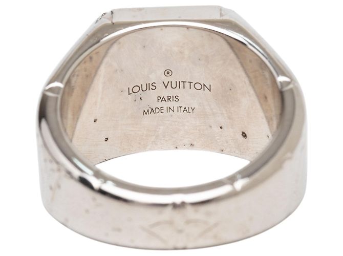 Louis Vuitton Monogram Siegelring aus silberfarbenem Messing M - Ansicht 3