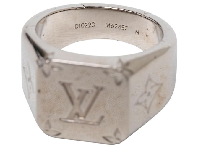 Louis Vuitton Monogram Siegelring aus silberfarbenem Messing M - Ansicht 4