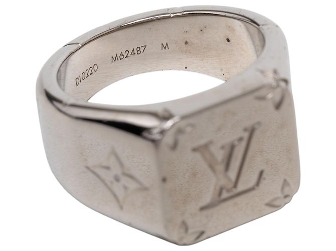 Louis Vuitton Monogram Siegelring aus silberfarbenem Messing M - Ansicht 5