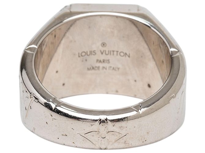 Louis Vuitton Monogram Siegelring aus silberfarbenem Messing M - Ansicht 6