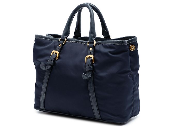 Borsa Prada Blue Vitello Daino con finiture in Tessuto Blu navy - vista 2
