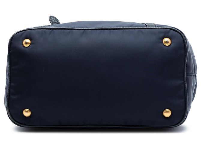 Borsa Prada Blue Vitello Daino con finiture in Tessuto Blu navy - vista 3