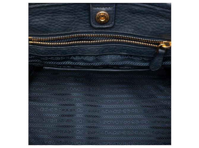 Borsa Prada Blue Vitello Daino con finiture in Tessuto Blu navy - vista 4