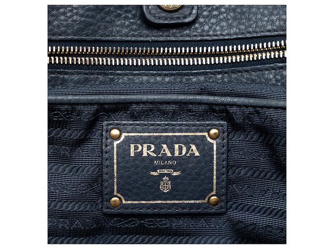 Borsa Prada Blue Vitello Daino con finiture in Tessuto Blu navy - vista 5